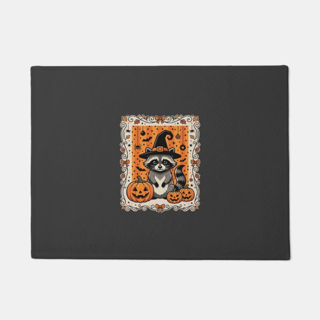 Gruseliger Waschbär Halloween-Kürbis-Design_1 Fußmatte (Vorderseite)