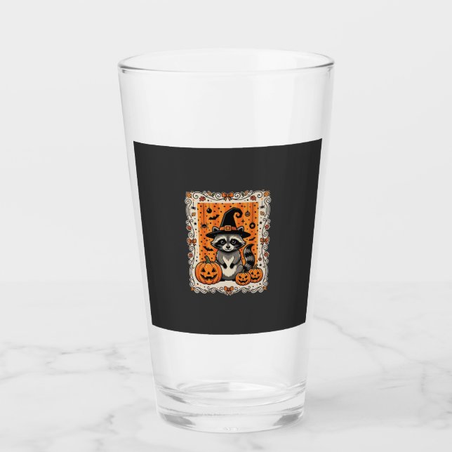 Gruseliger Waschbär Halloween-Kürbis-Design_1 Glas (Vorderseite)