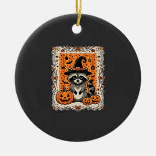 Gruseliger Waschbär Halloween-Kürbis-Design_1 Keramik Ornament