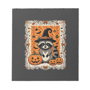 Gruseliger Waschbär Halloween-Kürbis-Design_1 Notizblock