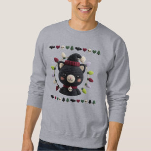 Gruseliger Weihnachts-Häkeln-Katzen-Männer-Sweatsh Sweatshirt