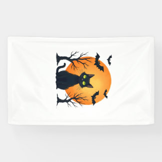 Gruseliger Weihnachtskatzenkostüm Retro-Katze Mond Banner
