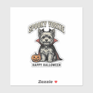 Gruseliger Yorkie Halloween-Hund Vintage-Shirt-Des Aufkleber