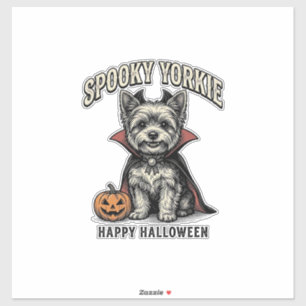 Gruseliger Yorkie Halloween-Hund Vintage-Shirt-Des Aufkleber
