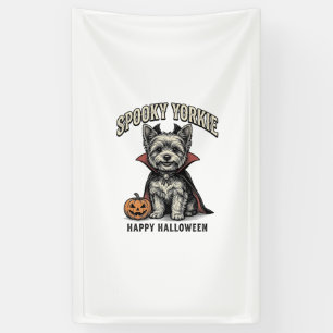 Gruseliger Yorkie Halloween-Hund Vintage-Shirt-Des Banner