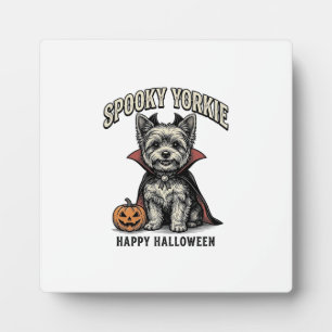 Gruseliger Yorkie Halloween-Hund Vintage-Shirt-Des Fotoplatte
