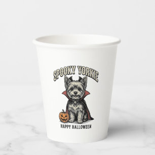 Gruseliger Yorkie Halloween-Hund Vintage-Shirt-Des Pappbecher