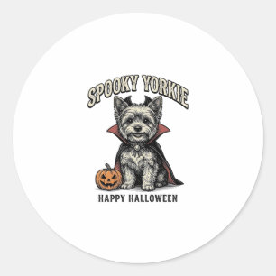 Gruseliger Yorkie Halloween-Hund Vintage-Shirt-Des Runder Aufkleber