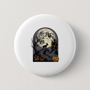 Gruseliger Ziegenmond Vintage-Halloween-Silhouette Button