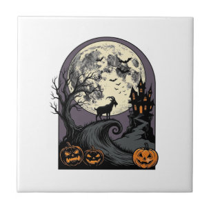 Gruseliger Ziegenmond Vintage Halloween Silhouette Fliese