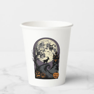 Gruseliger Ziegenmond Vintage Halloween Silhouette Pappbecher