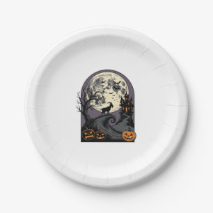 Gruseliger Ziegenmond Vintage Halloween Silhouette Pappteller