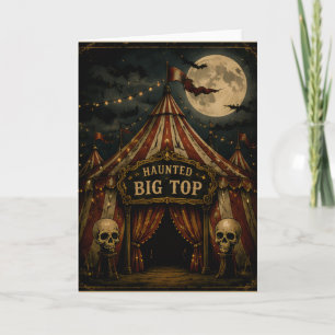 Gruseliger Zirkusbau im Vintage-Stil zum Halloween Karte