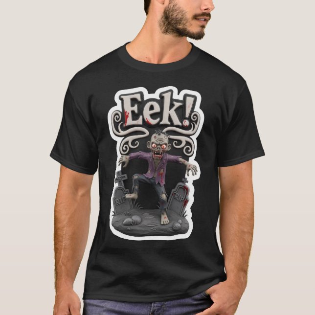 Gruseliger Zombie steigt aus dem Friedhof mit Eek- T-Shirt (Vorderseite)