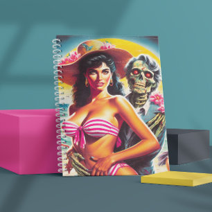 Gruseliger Zombie-Strand-Pin-up Notizbuch