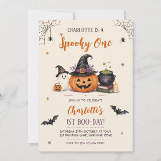 Gruseliges Ein Halloween 1. Geburtstag Mädchen Gei Einladung