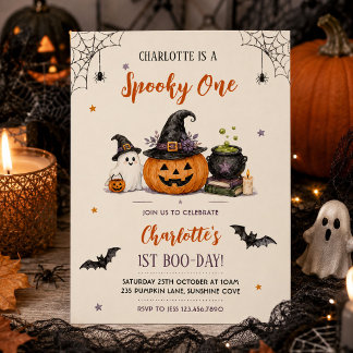 Gruseliges Ein Halloween 1. Geburtstag Mädchen Gei Einladung