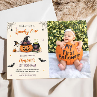 Gruseliges Ein Halloween 1. Geburtstag Mädchen Gei Einladung