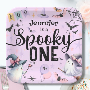 Gruseliges Ein Mädchen Süßer Geist Halloween 1. Ge Pappteller
