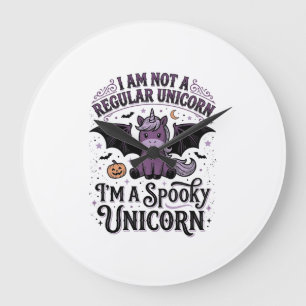 Gruseliges Einhorn Halloween Vintage Gravur Shirt_ Große Wanduhr
