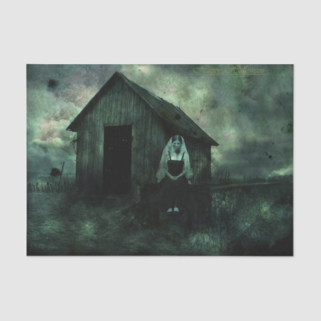 Gruseliges Geist-Braut-Halloween-Seidenpapier Seidenpapier (Vorderseite)