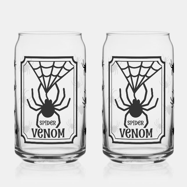 Gruseliges Gothic-Spinnennetz-Trinkglas  Dosenglas (Links)