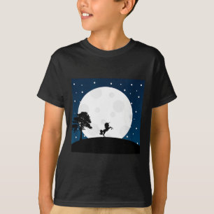 Gruseliges Halloween-Geschenk - Einhorn auf Mond - T-Shirt