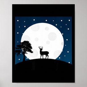 Gruseliges Halloween-Geschenk - Hirsch auf Mond - Poster