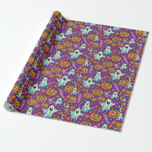 Gruseliges Halloween-Gespenster- und Kürbis-Gesche Geschenkpapier