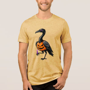 Gruseliges Halloween Jack O Lantern Krähe Grafik T Tri-Blend Shirt