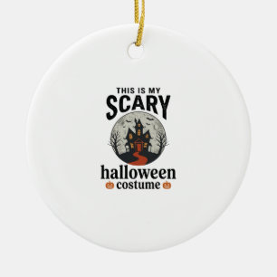Gruseliges Halloween-Kostenum Geisterhaus-Vektorde Keramik Ornament