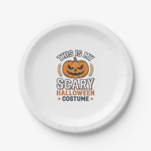 Gruseliges Halloween-Kostenüm Kürbis Vintage Vekto Pappteller