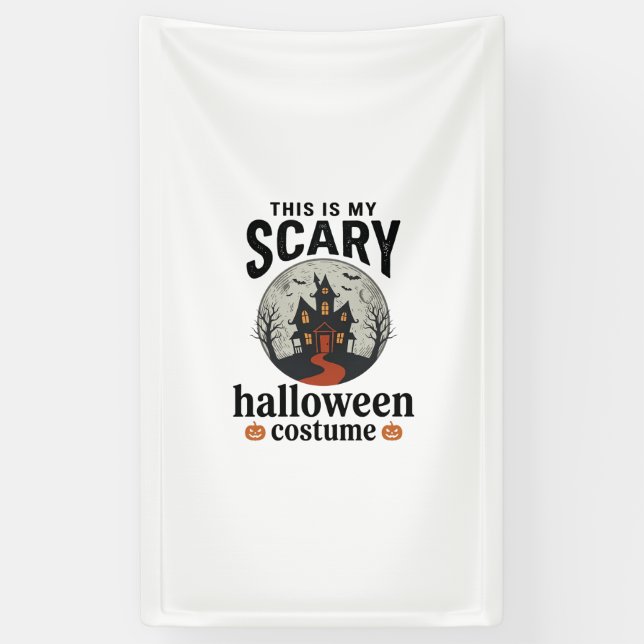 Gruseliges Halloween-Kostenüm Spukhaus Vektor-Desi Banner (Vertikal)
