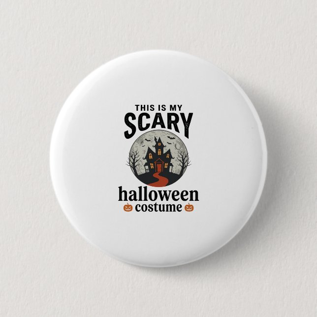 Gruseliges Halloween-Kostenüm Spukhaus Vektor-Desi Button (Vorderseite)