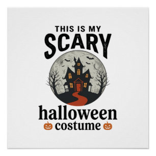 Gruseliges Halloween-Kostenüm Spukhaus Vektor-Desi Poster