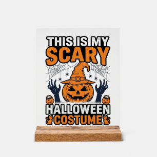 Gruseliges Halloween-Kostüm Kürbis Hexenhut Shirt_ Acrylschild