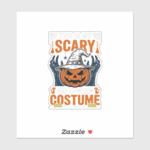 Gruseliges Halloween-Kostüm Kürbis Hexenhut Shirt_ Aufkleber