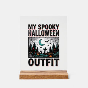 Gruseliges Halloween-Kostüm Vintage-Friedhof-T-Shi Acrylschild