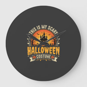 Gruseliges Halloween-Kostümvektordesign Große Wanduhr