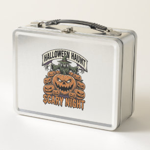 Gruseliges Halloween-Kürbis Vintage Gravur Shirt A Metall Brotdose