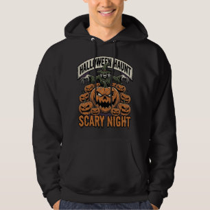 Gruseliges Halloween-Kürbis Vintage-Stickerei-Shir Hoodie