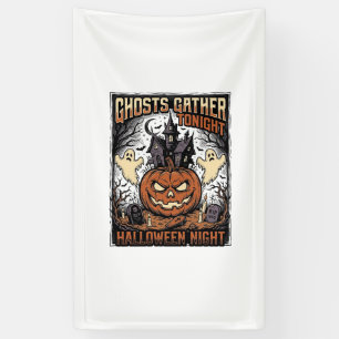 Gruseliges Halloween-Shirt Vintage-Geist-Kürbis-Ku Banner