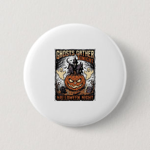 Gruseliges Halloween-Shirt Vintage-Geist-Kürbis-Ku Button