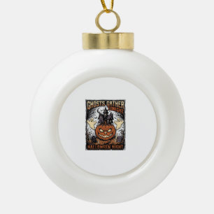 Gruseliges Halloween-Shirt Vintage-Geist-Kürbis-Ku Keramik Kugel-Ornament
