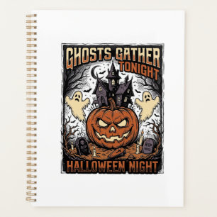 Gruseliges Halloween-Shirt Vintage-Geist-Kürbis-Ku Planer