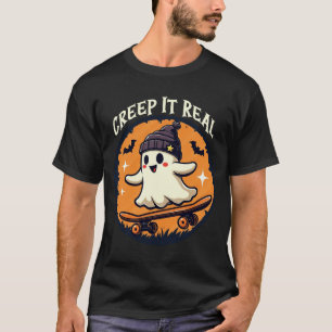 Gruseliges Halloween Skateboarding-Gespenst  T-Shirt