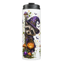Gruseliges Halloween, spähender Waschbär