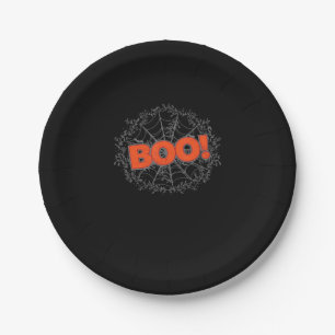 Gruseliges Halloween-Spinnennetz-Boo-Geschenk Pappteller
