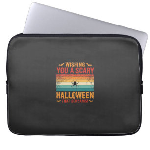 Gruseliges Halloween Spinnennetz Sonnenuntergang D Laptopschutzhülle
