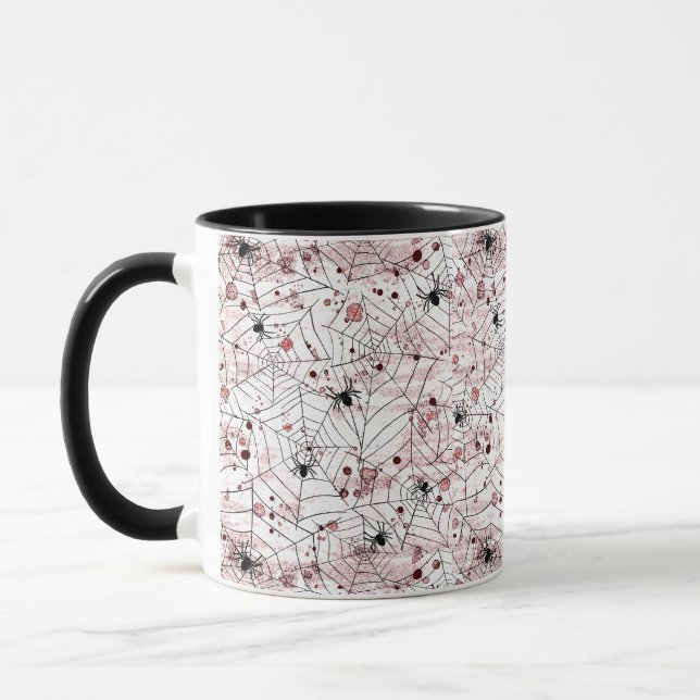 Gruseliges Halloween-Spinnennetz Tasse (Links)